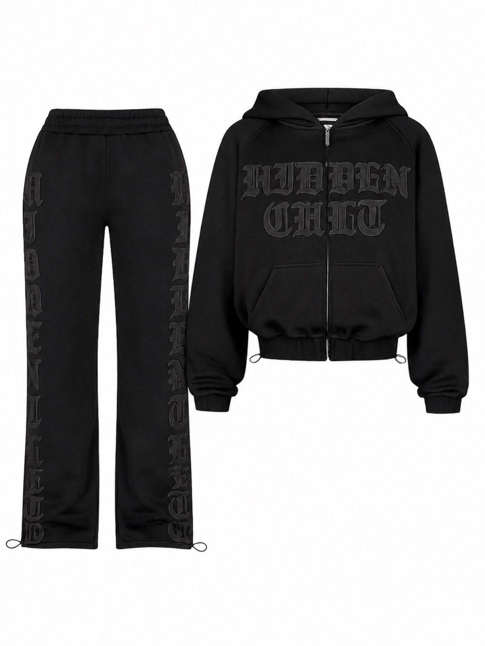 RARE hidden cult jet-black tweed tracksuit hoodie